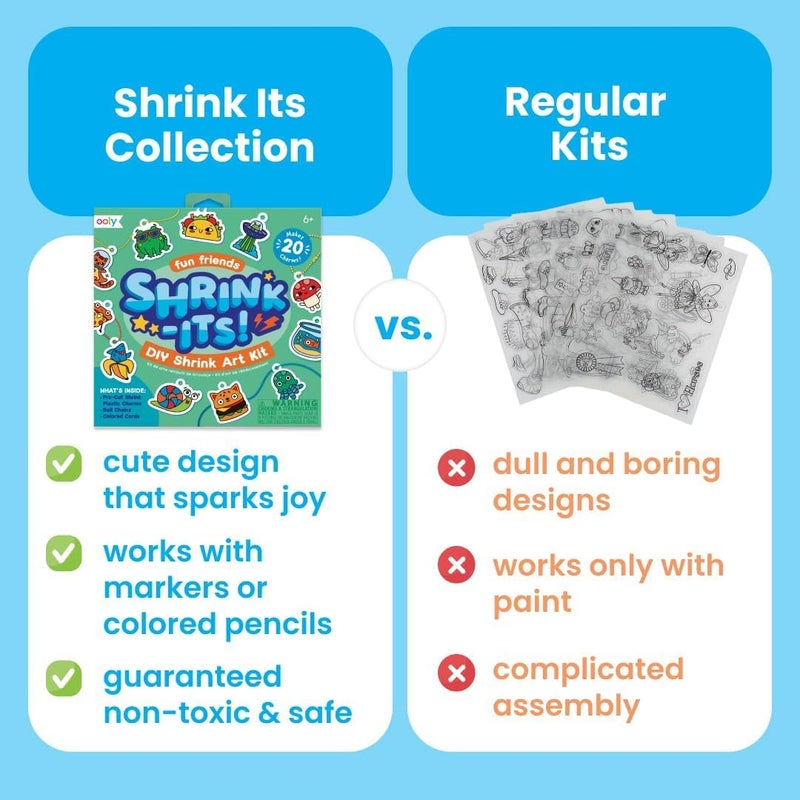 Ooly 74 PC DIY Shrinking Art Kit with 8 Paint Markers, Includes 48 Plastic Pre Cut Charms, 15 Colored Ball Chains and 2 Colored Cords, No Mess Creative Activity Jewelry Making Kit - Image 3