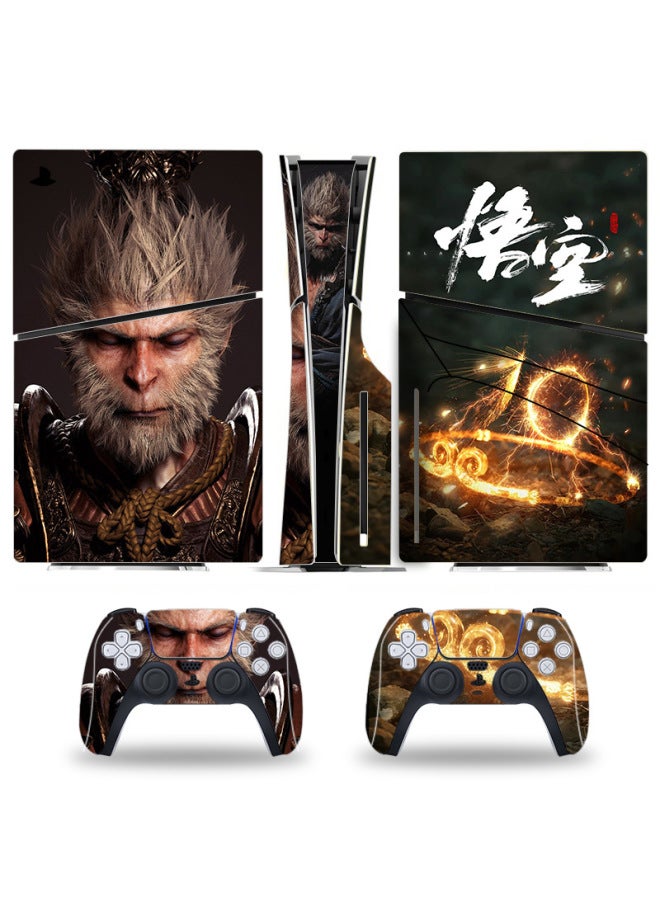 ملصق Black Myth Wukong PS5slim لوحدة تحكم ألعاب PS5 PS5S إصدار محرك الأقراص الضوئية بمقبض رقمي كامل الحزمة المضيفة - اللون: أسود Myth Goku 008 - Image 2