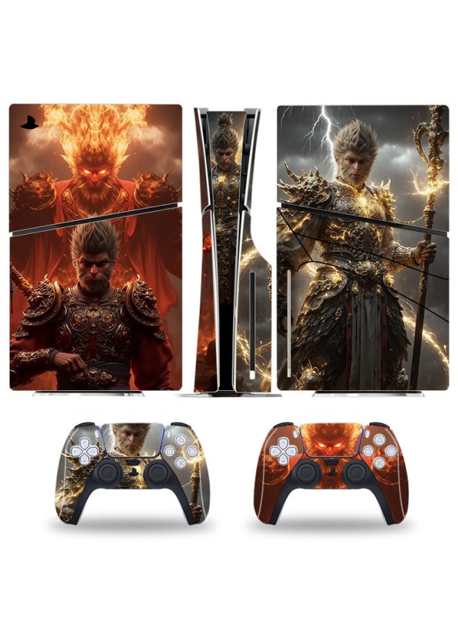 ملصق Black Myth Wukong PS5slim لوحدة تحكم ألعاب PS5 PS5S إصدار محرك الأقراص الضوئية بمقبض رقمي كامل الحزمة المضيفة - اللون: أسود Myth Goku 008 - Image 3