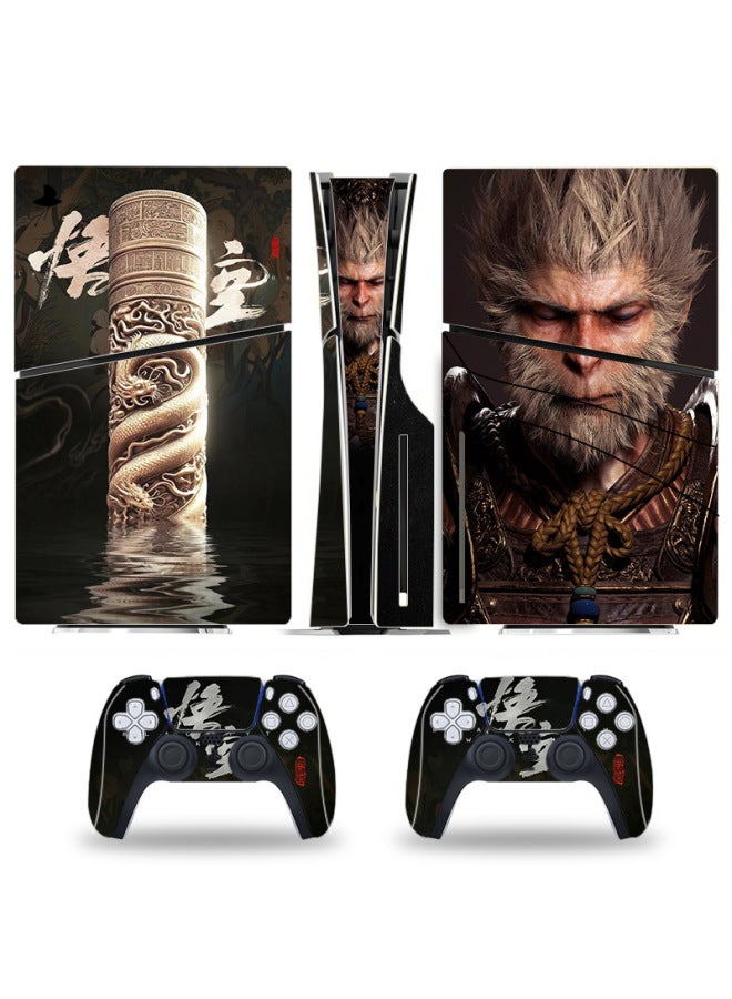 ملصق Black Myth Wukong PS5slim لوحدة تحكم ألعاب PS5 PS5S إصدار محرك الأقراص الضوئية بمقبض رقمي كامل الحزمة المضيفة - اللون: أسود Myth Goku 008 - Image 1