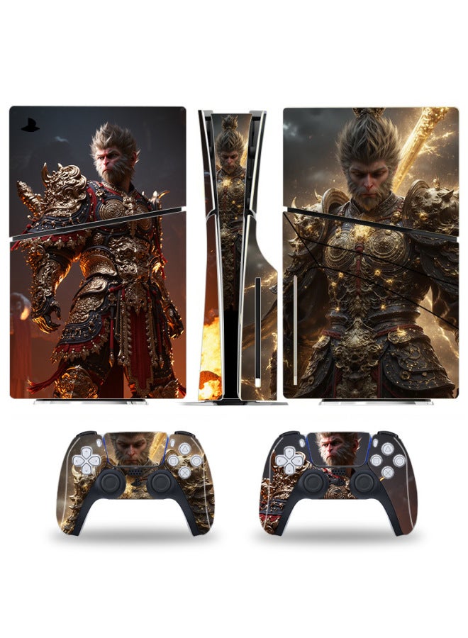 ملصق Black Myth Wukong PS5slim لوحدة تحكم ألعاب PS5 PS5S إصدار محرك الأقراص الضوئية بمقبض رقمي كامل الحزمة المضيفة - اللون: أسود Myth Goku 008 - Image 4