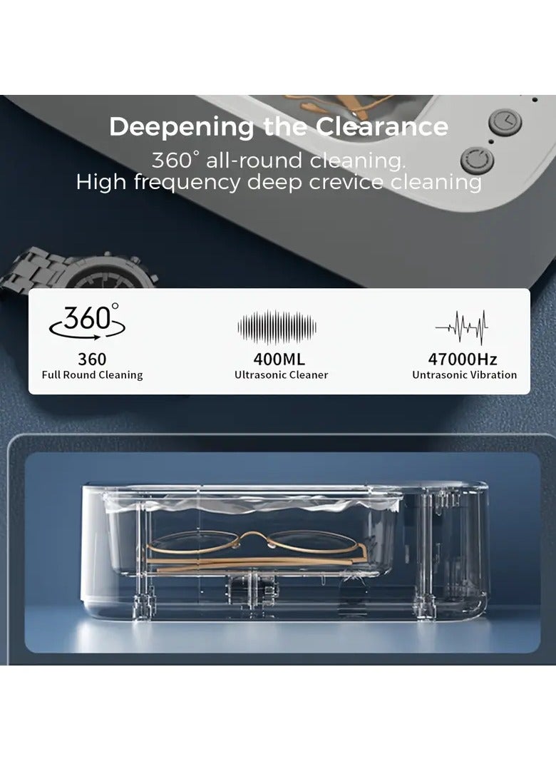 Multifunctional Ultrasonic Cleaner For Glasses, Jewelry, And Watches - Portable High-Frequency Vibrational Cleaning Machine, Rechargeable 500mAh Lithium Battery, USB Powered, 47kHz Deep Cleaning For - Image 3