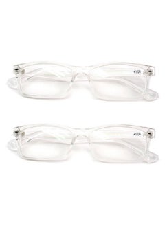 V.W.E. 2 Pairs Casual Fashion Rectangular Reading Glasses Stylish Simple Readers Magnification (Clear 1.50)  - Image 1