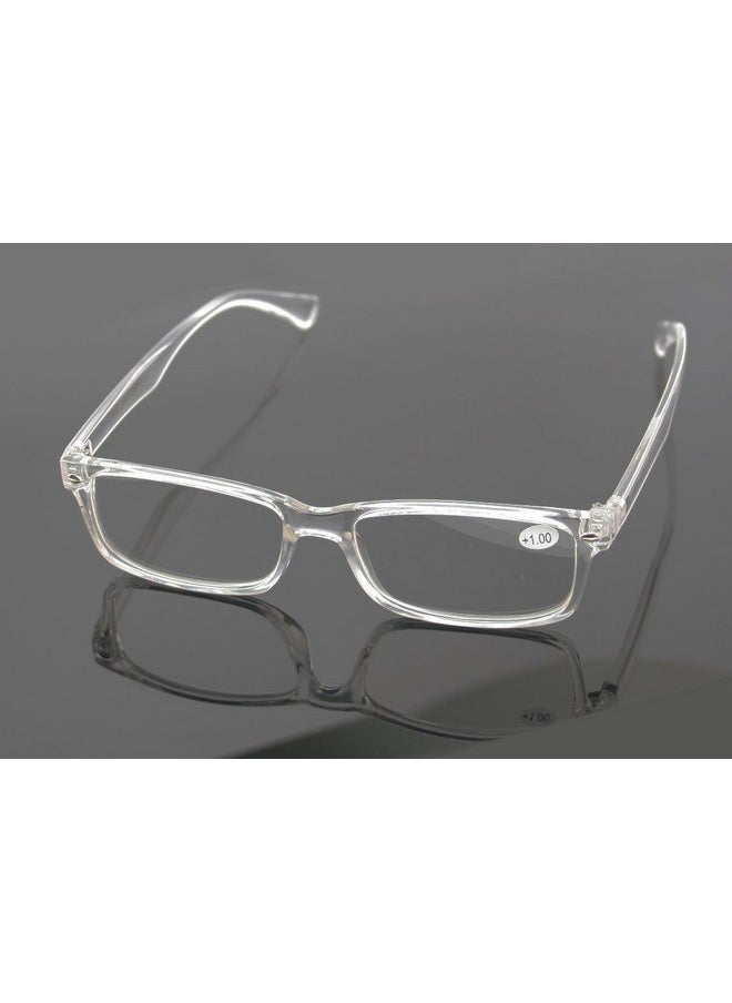 V.W.E. - 2 Pairs Casual Fashion Rectangular Reading Glasses Stylish Simple Readers Magnification (Clear 1.50) - Image 1