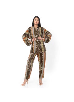 HANA & SARA PRINTED VISCOSE CASUAL ELEGANT CO-ORD SET FOR WOMENS ARABIC KAFTAN JALABIYA  - Image 1