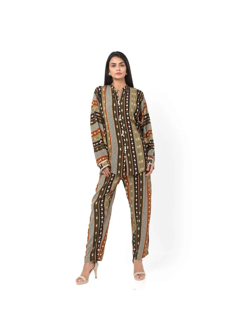 HANA & SARA PRINTED VISCOSE CASUAL ELEGANT CO-ORD SET FOR WOMENS ARABIC KAFTAN JALABIYA