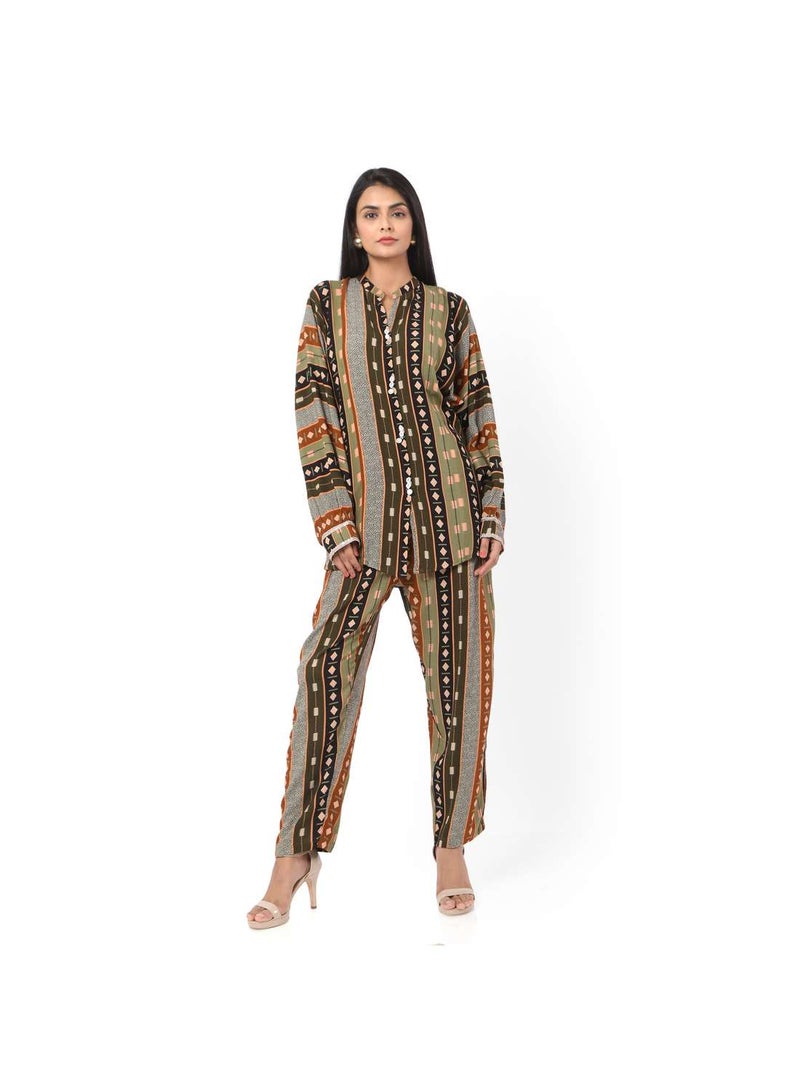 HANA & SARA PRINTED VISCOSE CASUAL ELEGANT CO-ORD SET FOR WOMENS ARABIC KAFTAN JALABIYA - Image 5