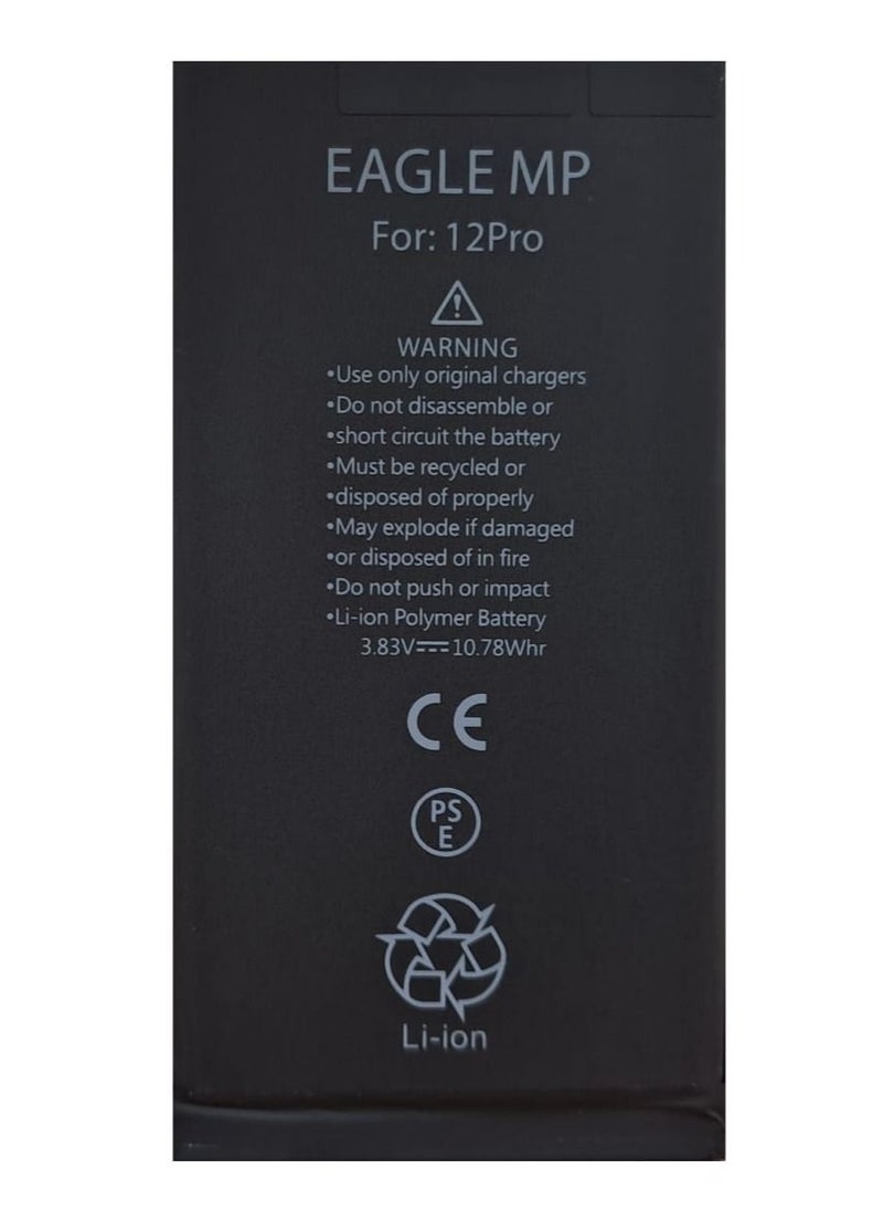 Eagle MP Replacement Battery for iPhone 12 / 12 Pro – High-Capacity Internal Li-ion Battery | Safe, Long-Lasting Power | Compatible with iPhone 12 Models A2172, A2403 & iPhone 12 Pro Models A2341, A2407 – Black - Image 2