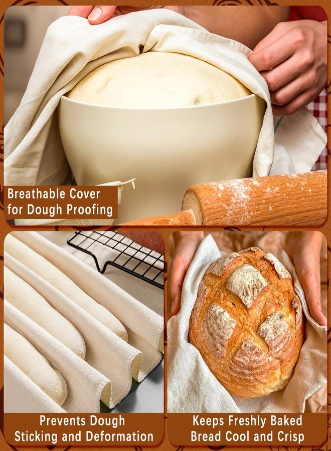 Dreamtop 3Pcs All-cotton Tea Towels for Baking Sourdough - L: 35"x 26",M: 30"x 17",S: 17"x 14", Unbleached Bread Proofing Cover Cloth with Dough Scraper, Flour Sack Towels for Dough Raising Baguettes - Image 5