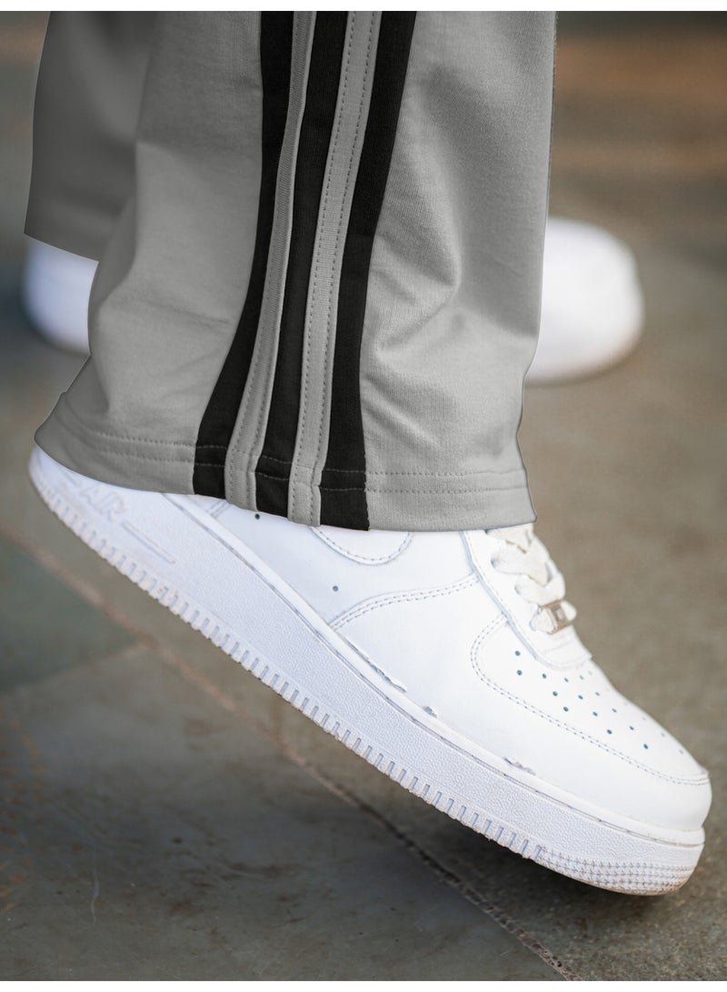 Maniac Mens ColorBlock Silver Grey and Brown Color Baggy Fit Pant - Image 4