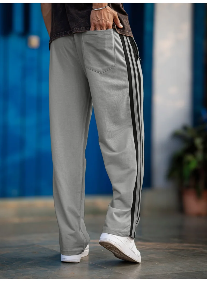 Maniac  Maniac Mens ColorBlock Silver Grey and Brown Color Baggy Fit Pant for Men | Best Price UAE