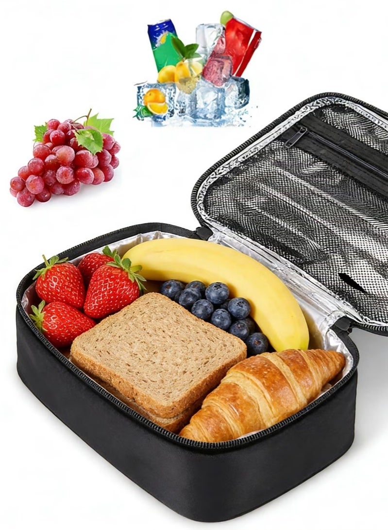 توبيتش حقيبة غداء محمولة معزولة - حقيبة تبريد سوداء بحجم عالمي، حقيبة حرارية مانعة للتسرب للطلاب والمكتب والنزهات الخارجية - Image 1