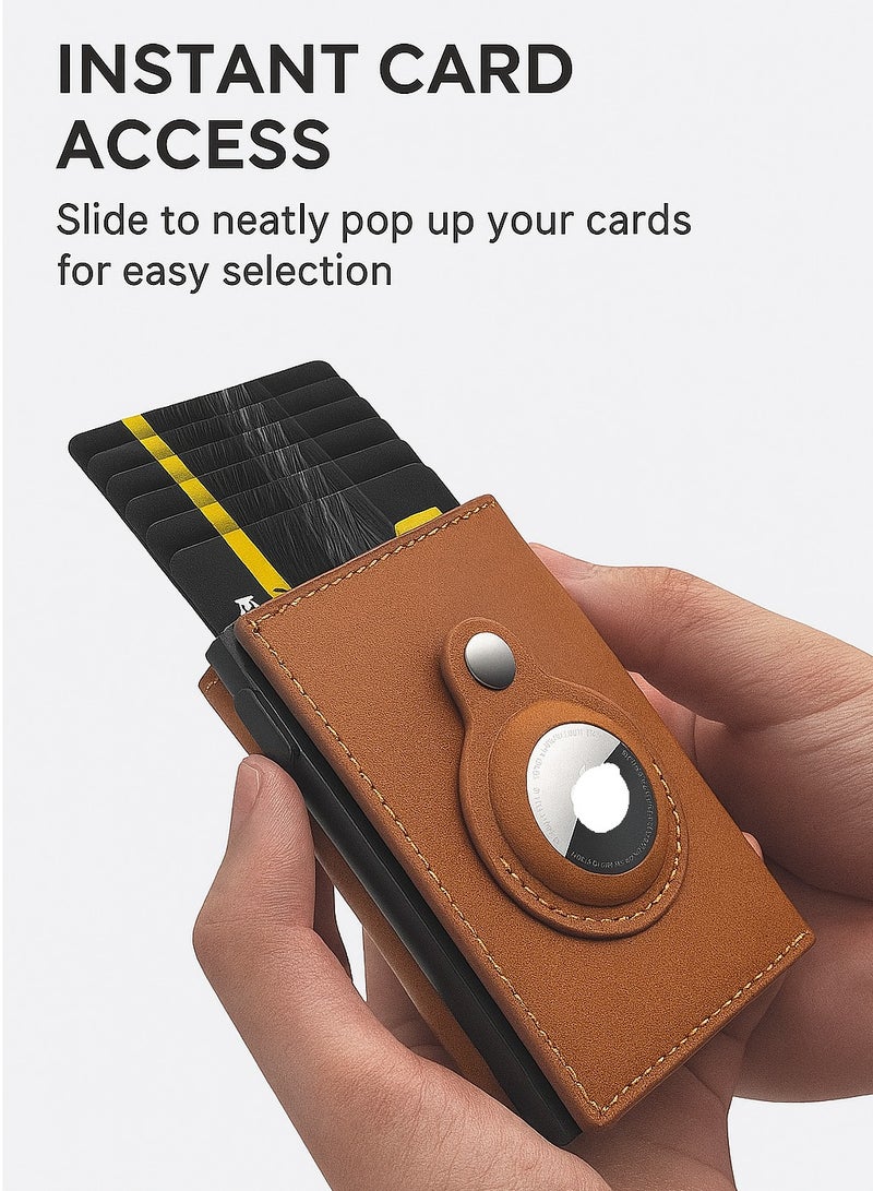 ساراونت محفظة جلدية نحيفة مع حماية RFID وآلية منبثقة وجيب عملات وفتحات نقود متوافقة مع جهاز التتبع  - Image 2