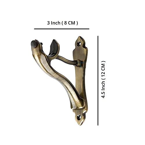 FERIO Heavy Curtain Bracket Set and Curtain Finial and Holder Antique Brass for Door and Window Rod Support Fittings 1 Inch Rod (Curtain Support 2 Pcs and Curtain Finial 2 Pcs) - Image 2