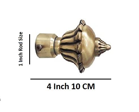 FERIO Heavy Curtain Bracket Set and Curtain Finial and Holder Antique Brass for Door and Window Rod Support Fittings 1 Inch Rod (Curtain Support 2 Pcs and Curtain Finial 2 Pcs) - Image 3