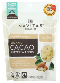 Navitas Organics Organic Cacao Butter Wafers Unsweetened 8 oz (227 g) 