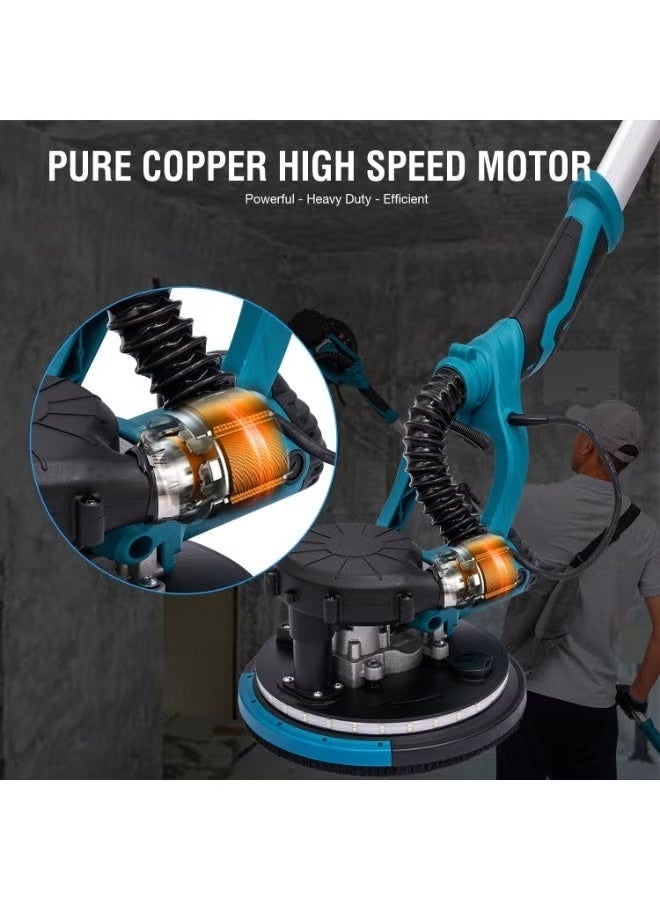 WINSEE Drywall Sander with Vacuum Dust Collector,1980W Sander Tool with 5 Variable Speed 800-1800RPM, Sander Tool Drywall Sander with Extendable Handle, LED Light,50pcs Sanding Discs,Blue - Image 4