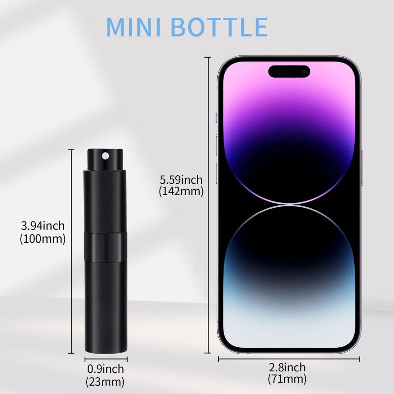 Putmhim 3Pcs 8ml Cologne Travel Bottle, Perfume Atomizer, Refillable Perfume Sprayer, Twist Up Perfume Bottle, Mini Perfume Dispenserï¼ˆBlackï¼‰ - Image 3