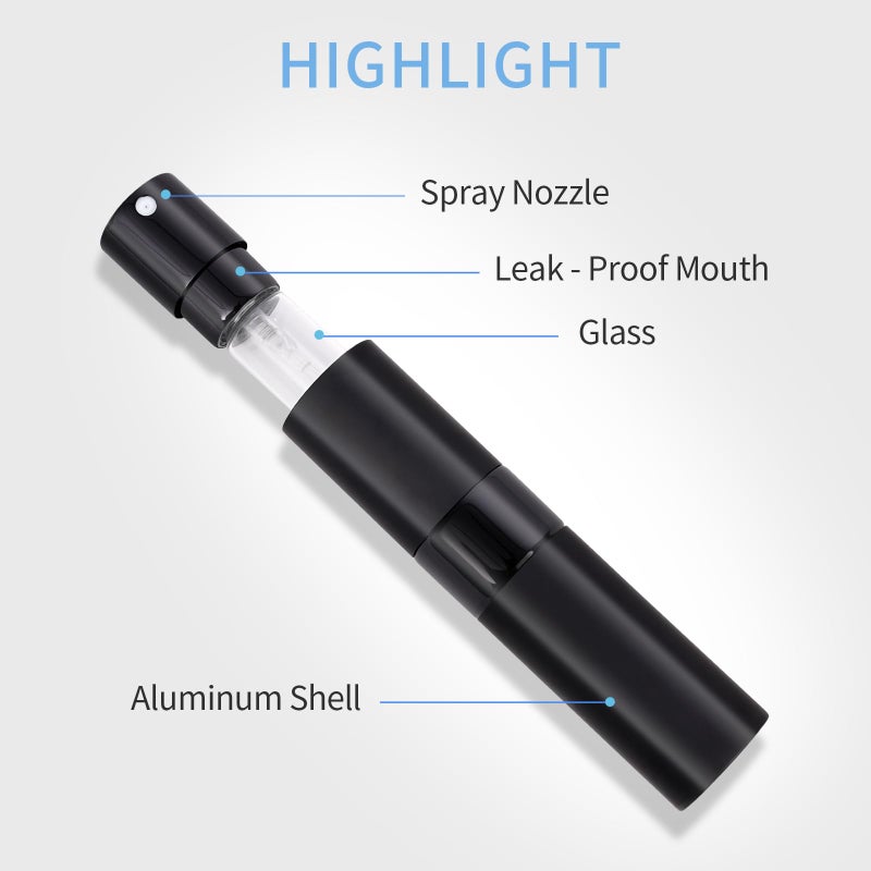 Putmhim 3Pcs 8ml Cologne Travel Bottle, Perfume Atomizer, Refillable Perfume Sprayer, Twist Up Perfume Bottle, Mini Perfume Dispenserï¼ˆBlackï¼‰ - Image 4