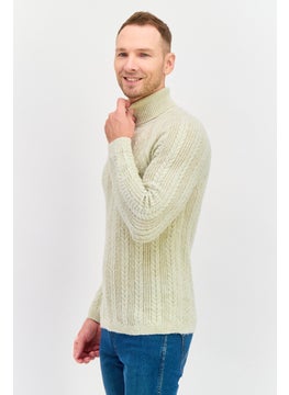 INC Men High Neck Long Sleeve Textured Sweater, Beige  - Image 3