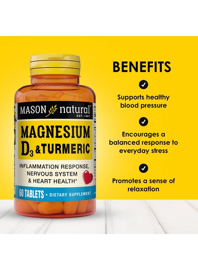 MASON NATURAL Magnesium & Vitamin D3 with Turmeric, 60 Day Supply Dietary Supplement with 500 mg Magnesium, 3000 IU Vitamin D3, and 150 mg Turmeric - Image 2