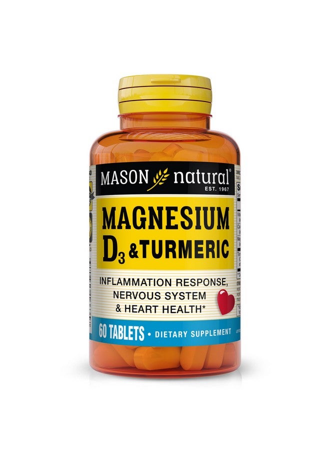 MASON NATURAL Magnesium & Vitamin D3 with Turmeric, 60 Day Supply Dietary Supplement with 500 mg Magnesium, 3000 IU Vitamin D3, and 150 mg Turmeric - Image 1