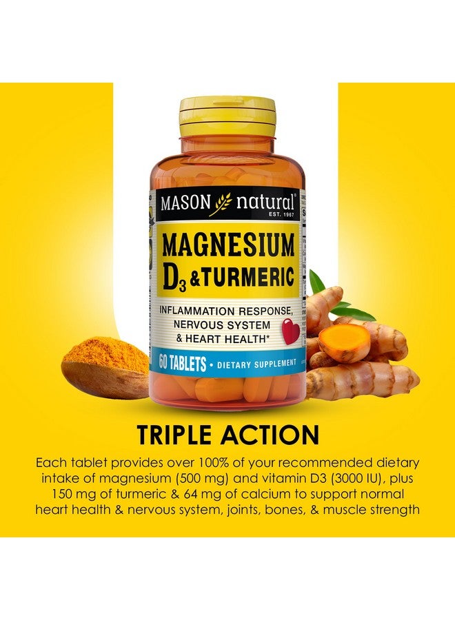MASON NATURAL Magnesium & Vitamin D3 with Turmeric, 60 Day Supply Dietary Supplement with 500 mg Magnesium, 3000 IU Vitamin D3, and 150 mg Turmeric - Image 4