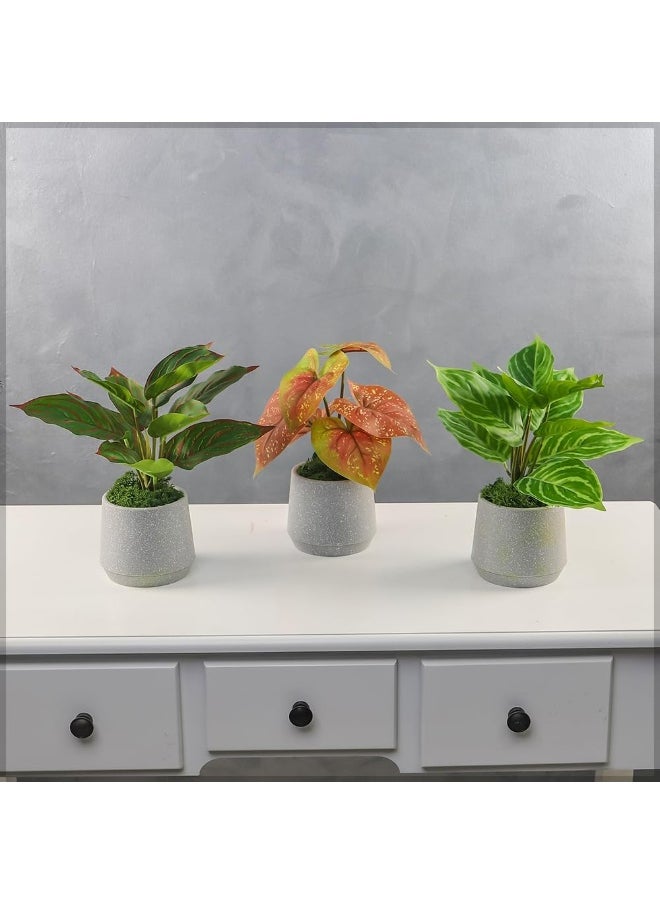 Yatai - YATAI Pack of 3 Artificial Fake Leaf Small Plant Fake Plant in Plastic Pot for Home Office Garden Decoration – Office Plants – Indoor Plants – Garden Plants (Style 1) - Image 1