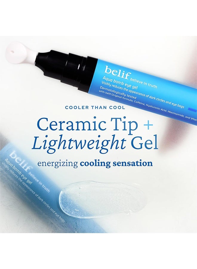 بليف Aqua Bomb Cooling Eye Gel - الكافيين وحمض الهيالورونيك للانتفاخ والترطيب ، النياسيناميد وفيتامين ج للهالات السوداء ، الأدينوزين والكولاجين للنفخ والشد ، العناية بالبشرة الكورية - Image 5