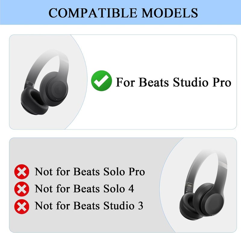 Adhiper Studio Pro Replacement Headband & Hinge & Cushion Replacement for Beats Studio Pro Headphone,Durable Parts Accessories Repair Kit Setï¼ˆBlackï¼‰ - Image 2