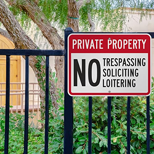 SmartSign "Private Property - No Trespassing, Soliciting, Loitering" Sign | 18" x 24" Aluminum - Image 3