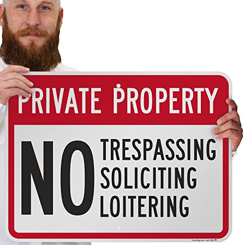 SmartSign "Private Property - No Trespassing, Soliciting, Loitering" Sign | 18" x 24" Aluminum - Image 2