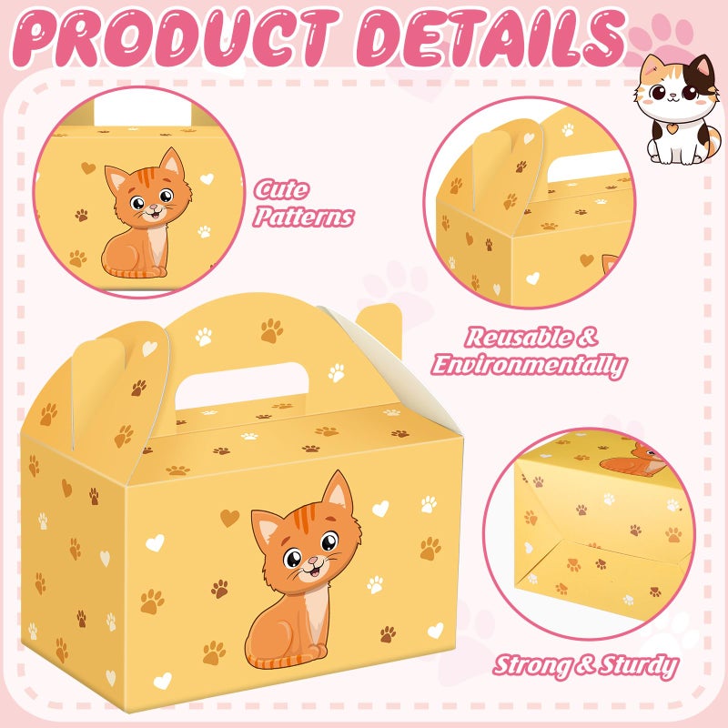 Dunzoom 24 Pcs Cat Party Favors Treat Boxes Kitten Goodie Bags Foldable Pet Gift Bag Adopt a Kitty Goody Box Cat Themed Party Favors for Birthday Wedding Bridal Shower Supplies - Image 4