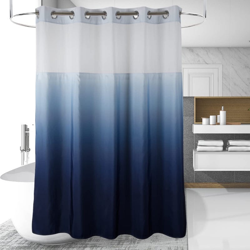 Ecoehoe 71 "W x79 L-Hook Free Fabric Square مع بطانة بوليستر مبطنة مع جودة مغناطيس هوتيل من خلال التدرج الأزرق - Image 1