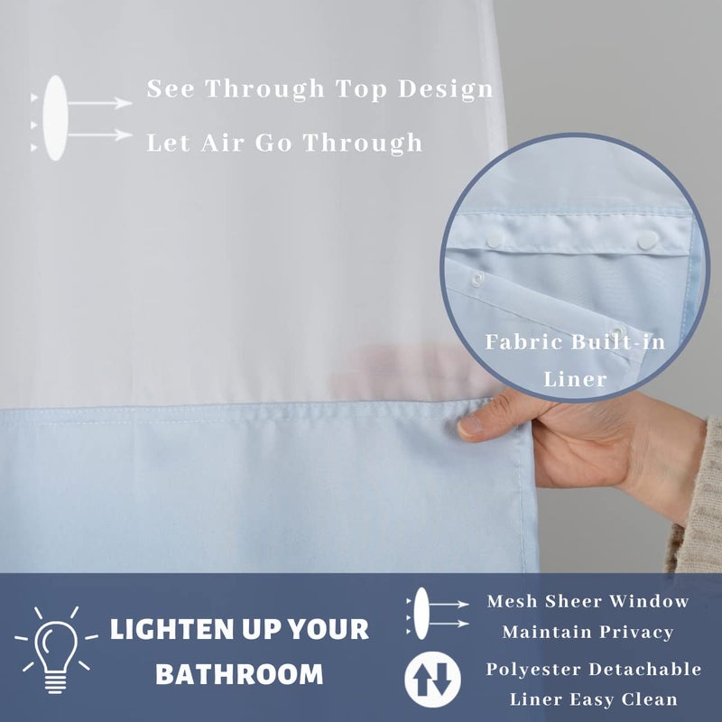 Ecoehoe 71 "W x79 L-Hook Free Fabric Square مع بطانة بوليستر مبطنة مع جودة مغناطيس هوتيل من خلال التدرج الأزرق - Image 4