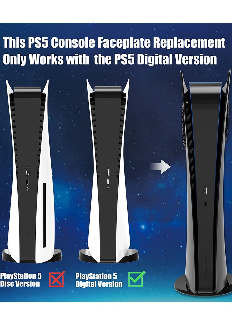 Generic - PS5 Console Cover Plates for Digital Edition, Hard Shockproof Anti-Scratch Playstation 5 Console Replacement Faceplate, Protective PS5 ABS Shell with Fan Vents for PS5 Digital Edition Black Plates - Image 1