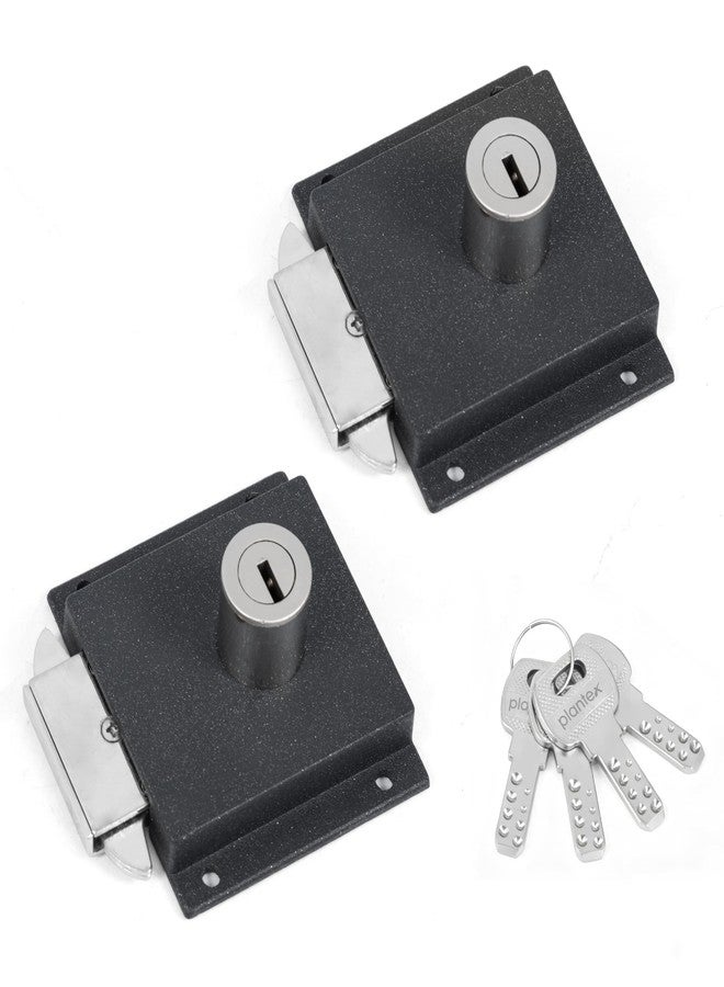 Plantex Sliding Door Lock for Wardrobe/GI Steel Drawer Lock/Suitable for 20mm Sliding Door - Pack of 2 (SL-01, Z-Black) - Image 1