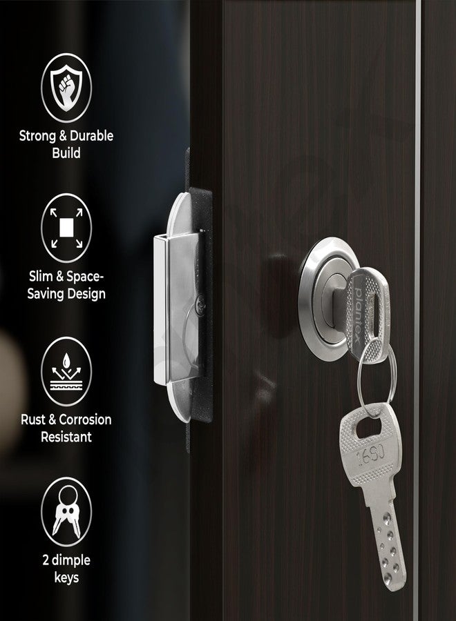 Plantex Sliding Door Lock for Wardrobe/GI Steel Drawer Lock/Suitable for 20mm Sliding Door - Pack of 2 (SL-01, Z-Black) - Image 2