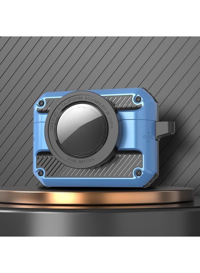 Raxoom Case Cover For AirPods Pro Automatic Flip Switch TPU+PC Earphone Case with AirTag Light Blue