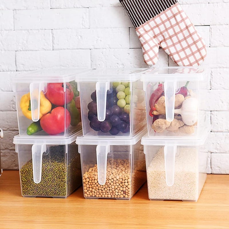 Stysol Space Saver Plastic Fridge Square Handle Food Storage Organizer Boxes with Lid Handle and 3 Smaller Bins Pack of 1 Clear - Image 3
