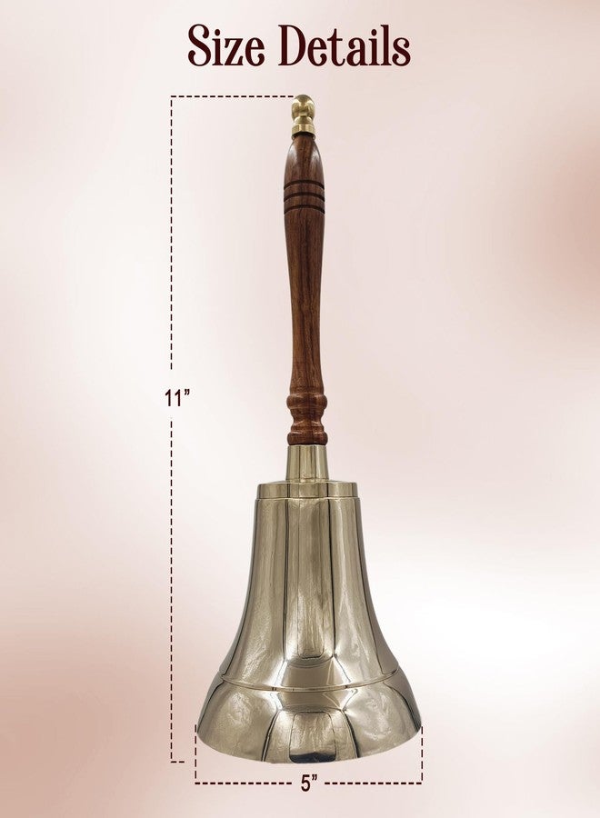 THDC Large & Heavy Solid Brass Loud Hand Call Bell for Weddings, Christmas, School 11"(H) 5"(D) Polished Brass by THDC - Image 3