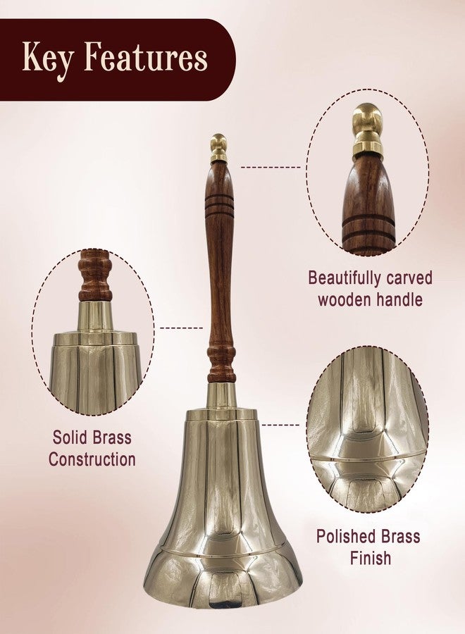 THDC Large & Heavy Solid Brass Loud Hand Call Bell for Weddings, Christmas, School 11"(H) 5"(D) Polished Brass by THDC - Image 5