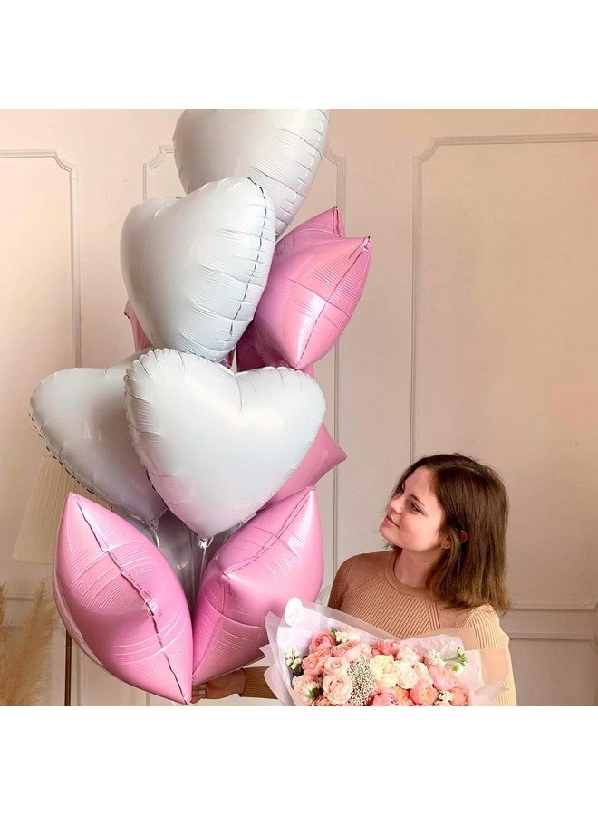 بيابيان بالونات هيليوم بيضاء على شكل قلب، 10 قطع من بالونات رقائق معدنية بيضاء على شكل قلب، مقاس 18 بوصة، بالونات هيليوم معدنية بيضاء لتزيين عيد الحب لحفلات الزفاف البيضاء وحفلات أعياد الميلاد والذكرى السنوية - Image 4
