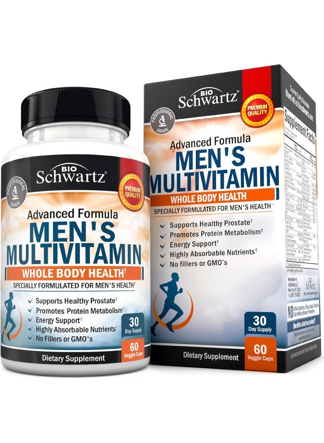 BioSchwartz Men's Multivitamin with Vitamin C A B D3 E Zinc for Immune Support - Once Daily Supplement for Energy & Heart - Antioxidants & Digestive Enzymes for Absorption - Mental Clarity & Focus Support - 60 Ct - Image 1