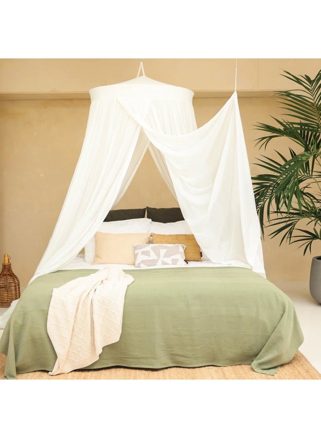 UB-STORE 100% Cotton Canopy for Queen & King Bed | Handmade Luxury Mosquito Net for Bedroom Curtain | Decorative Cone Shaped Net with 2 Openings for Home - Image 4