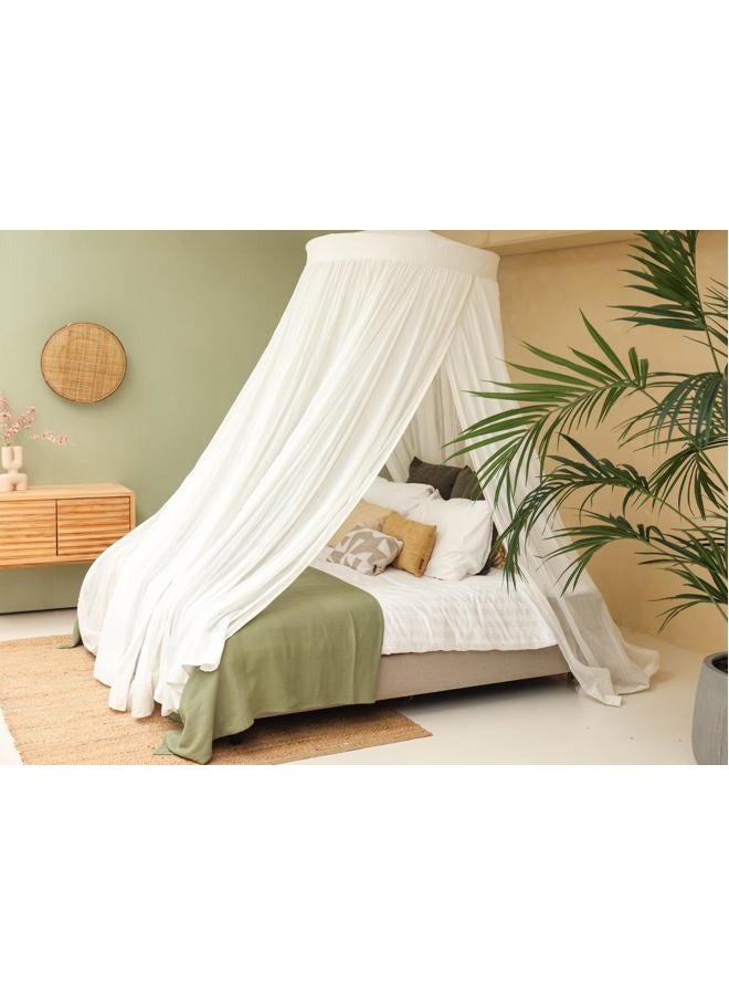 UB-STORE 100% Cotton Canopy for Queen & King Bed | Handmade Luxury Mosquito Net for Bedroom Curtain | Decorative Cone Shaped Net with 2 Openings for Home - Image 3