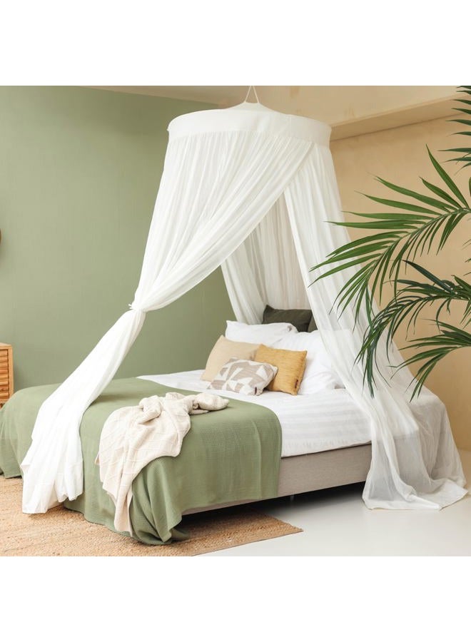 UB-STORE 100% Cotton Canopy for Queen & King Bed | Handmade Luxury Mosquito Net for Bedroom Curtain | Decorative Cone Shaped Net with 2 Openings for Home - Image 1