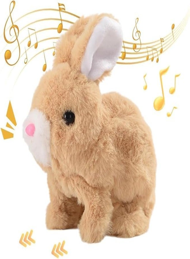TP ENTERPRISE Plush Bunny Rabbit Pet Toy Walking, Hopping, Wiggle Ears, Twitch Nose, Sounds, Soft Animated Electronic Toys for Birthday Gifts for Baby Girls,Boys,Toddlers (Brown) - Image 1