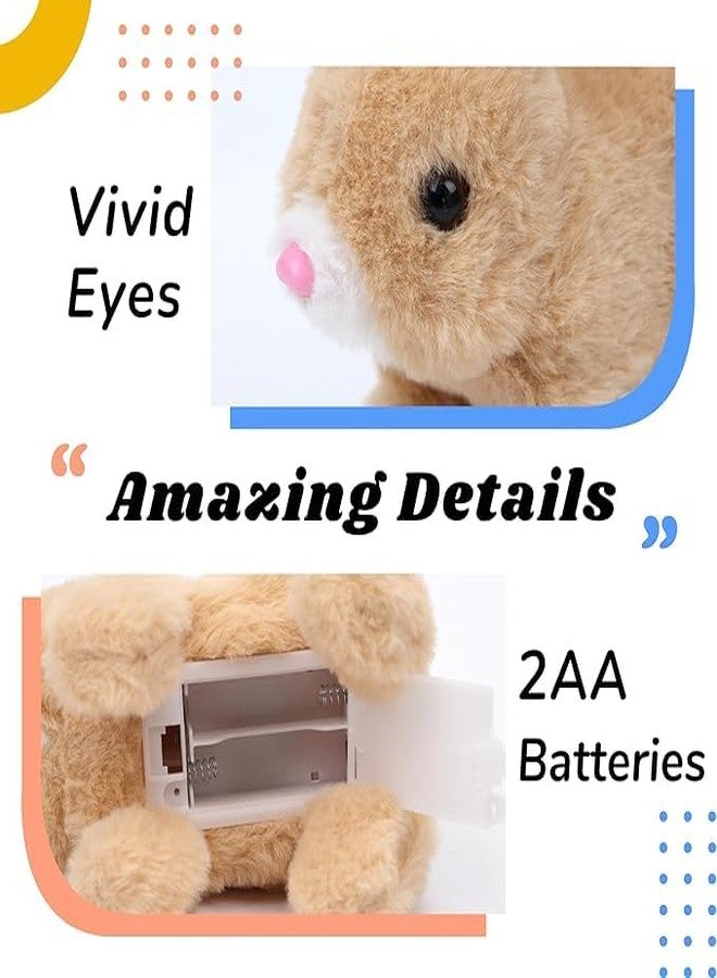 TP ENTERPRISE Plush Bunny Rabbit Pet Toy Walking, Hopping, Wiggle Ears, Twitch Nose, Sounds, Soft Animated Electronic Toys for Birthday Gifts for Baby Girls,Boys,Toddlers (Brown) - Image 2
