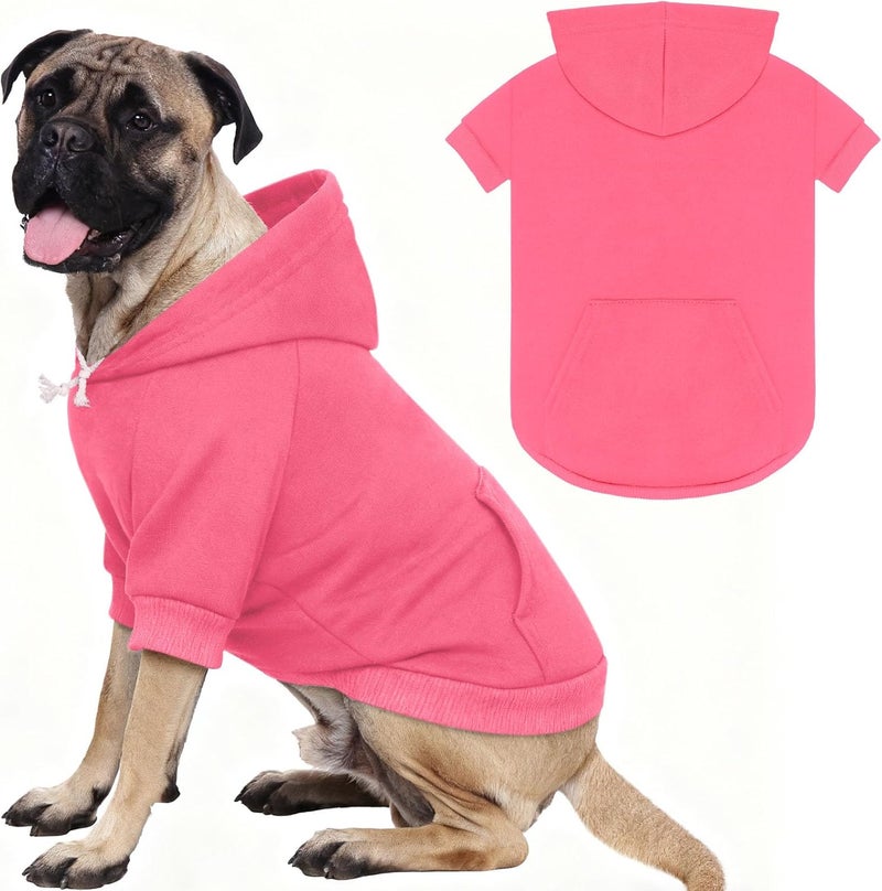 Waoduld 5XL Dog Sweaters for Large Dogs,Extra-Large Dog Hoodie,Cozy Fleece Interior Sweatshirt with Hood & Pocket,Leash Hole,Pet Clothes Sweater Hoodie for Large Dogs,Pink&5XL - Image 1